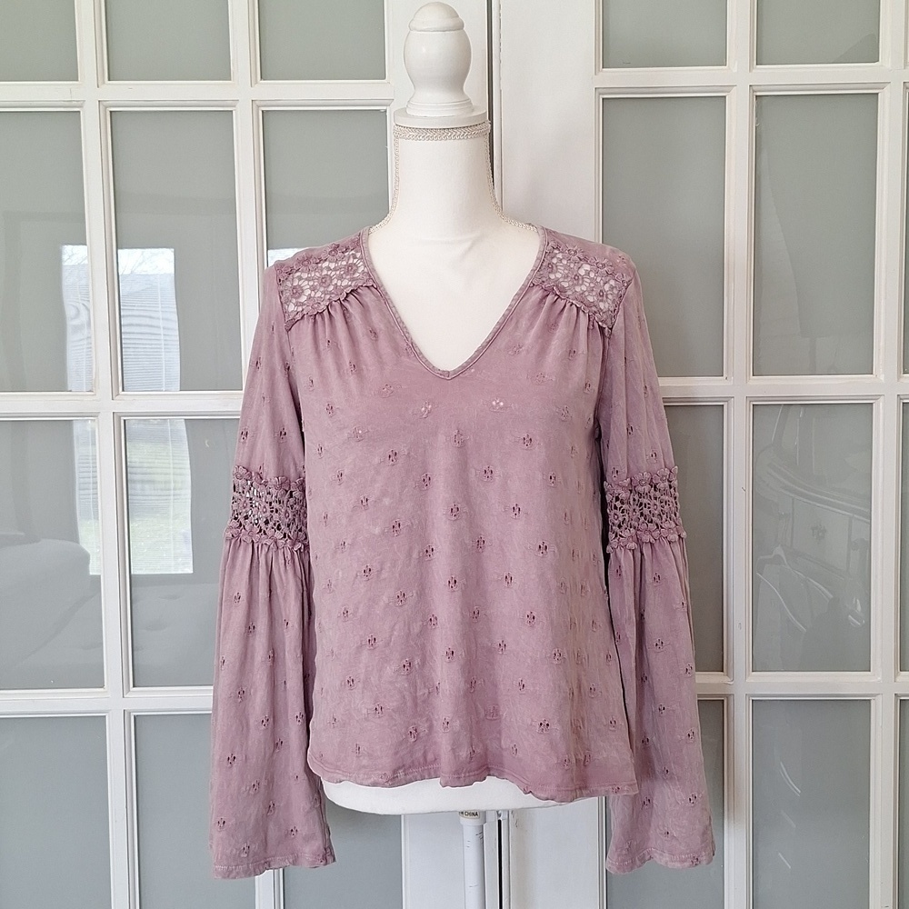 Anthropologie Eri + Ali Calvie Eyelet Top in Lavender - Picture 2 of 16